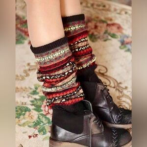 NWT Fair Isle Black Knit Leg Warmers